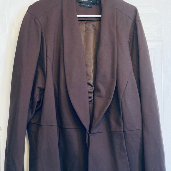 Torrid Studio Luxe Ponte Peplum Blazer Size 6 6X‎ Brown - Picture 2 of 6